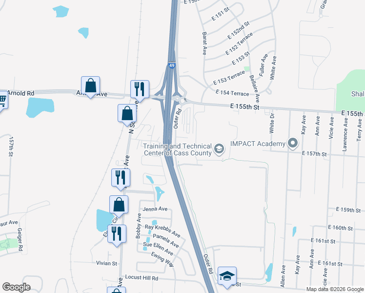 map of restaurants, bars, coffee shops, grocery stores, and more near 300 Grand Street in Belton
