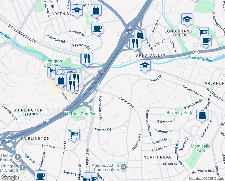 map of restaurants, bars, coffee shops, grocery stores, and more near 3731 Lyons Lane in Alexandria
