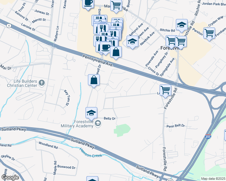 map of restaurants, bars, coffee shops, grocery stores, and more near 101 Independence Avenue Southeast in Washington