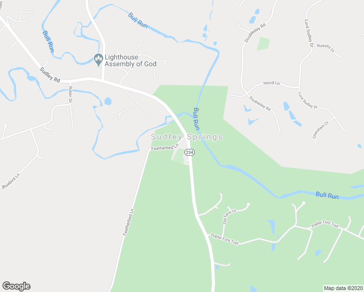 map of restaurants, bars, coffee shops, grocery stores, and more near 5308 Sudley Road in Manassas