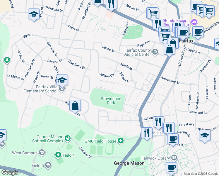 map of restaurants, bars, coffee shops, grocery stores, and more near West Drive in West Springfield