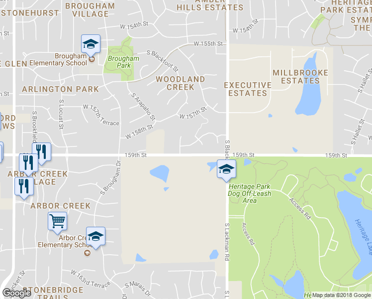 map of restaurants, bars, coffee shops, grocery stores, and more near 15872 South Blackfoot Court in Olathe