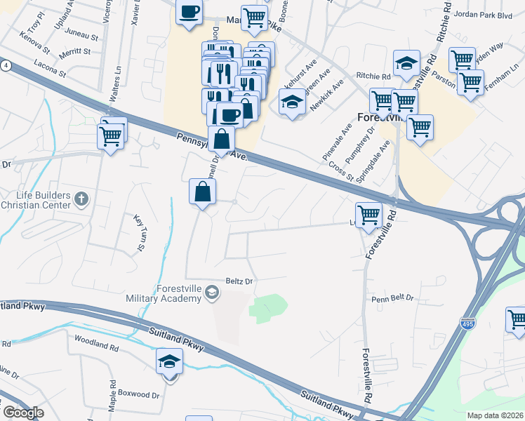map of restaurants, bars, coffee shops, grocery stores, and more near 101 Independence Avenue Southeast in Washington