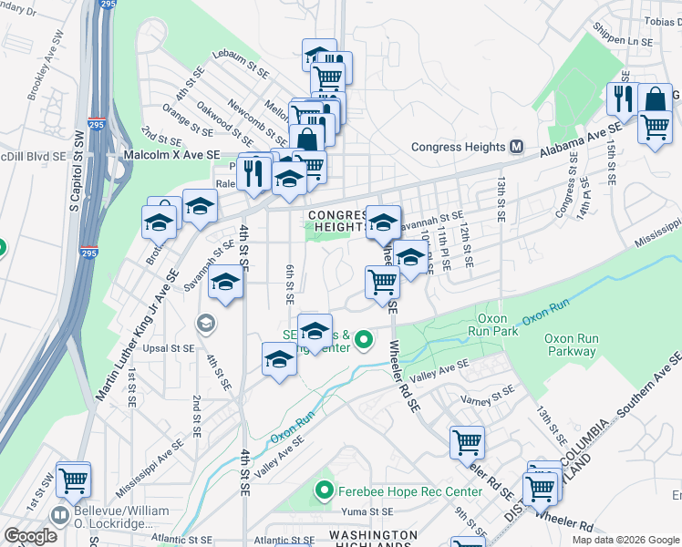 map of restaurants, bars, coffee shops, grocery stores, and more near 101 Independence Avenue Southeast in Washington