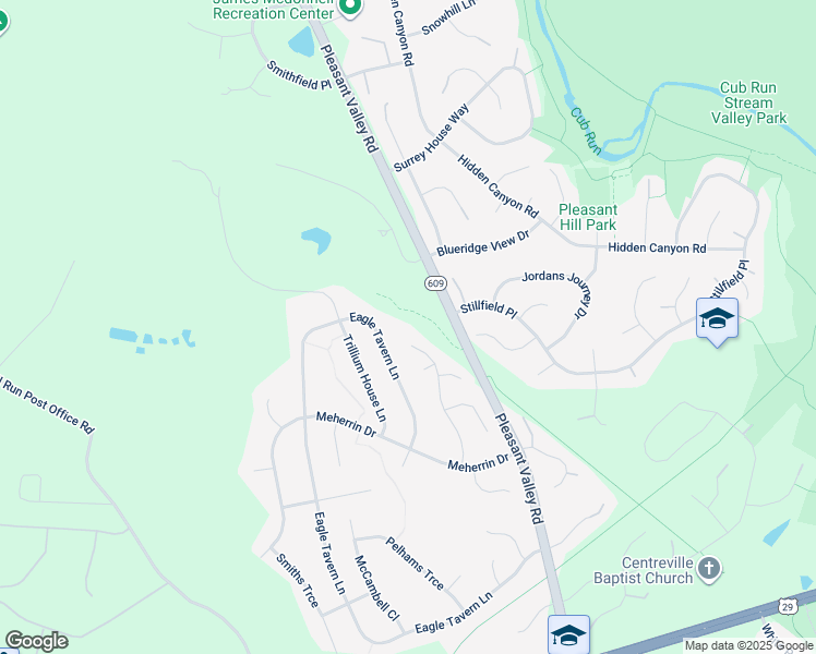 map of restaurants, bars, coffee shops, grocery stores, and more near 6451 Gristmill Square Lane in Centreville