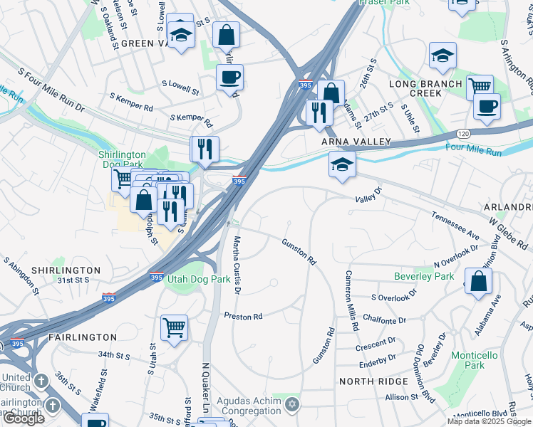 map of restaurants, bars, coffee shops, grocery stores, and more near 3723 Lyons Lane in Alexandria