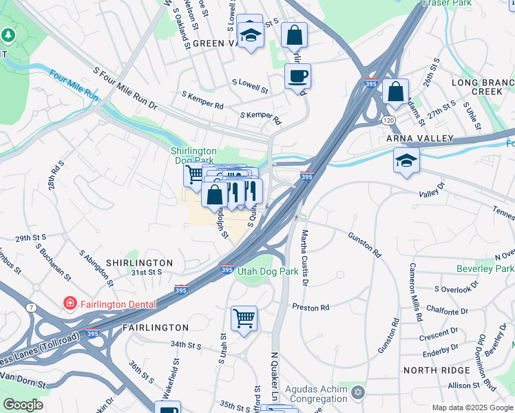 map of restaurants, bars, coffee shops, grocery stores, and more near 3930 Campbell Avenue in Arlington