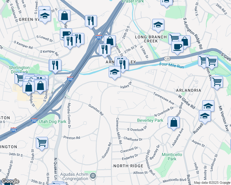 map of restaurants, bars, coffee shops, grocery stores, and more near 930 Manor Road in Alexandria