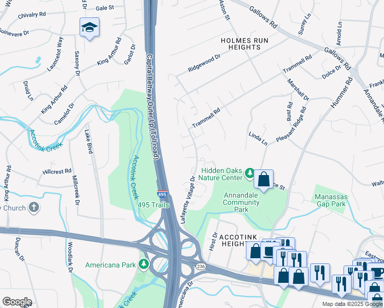map of restaurants, bars, coffee shops, grocery stores, and more near 7852 Newport Glen Pass in Annandale