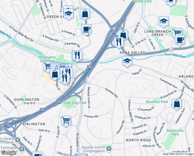map of restaurants, bars, coffee shops, grocery stores, and more near 3731 Lyons Lane in Alexandria