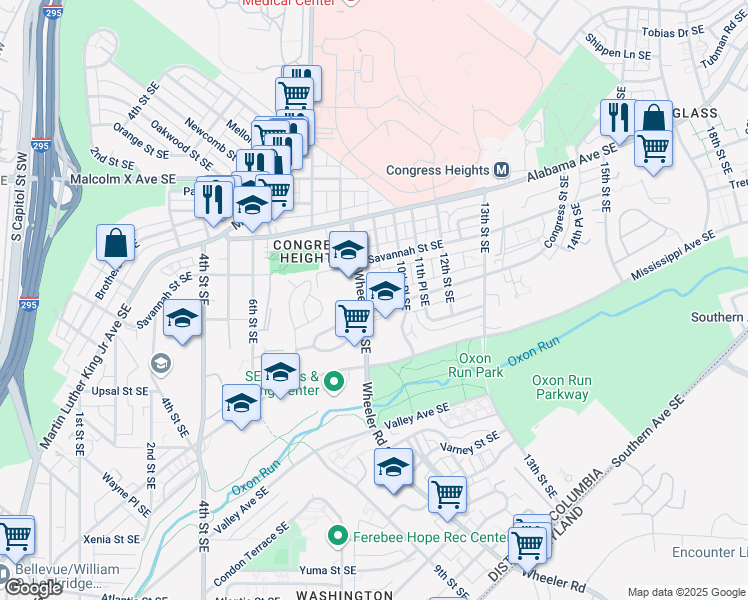 map of restaurants, bars, coffee shops, grocery stores, and more near 101 Independence Avenue Southeast in Washington