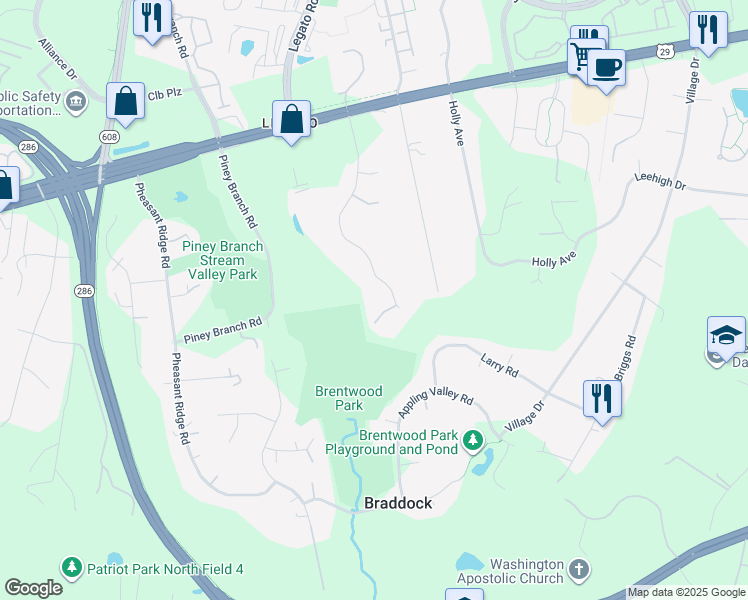 map of restaurants, bars, coffee shops, grocery stores, and more near 4814 Marymead Drive in Fairfax