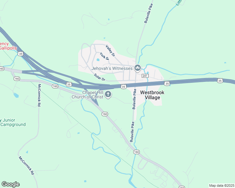 map of restaurants, bars, coffee shops, grocery stores, and more near 197 Chapel Drive in Gallipolis