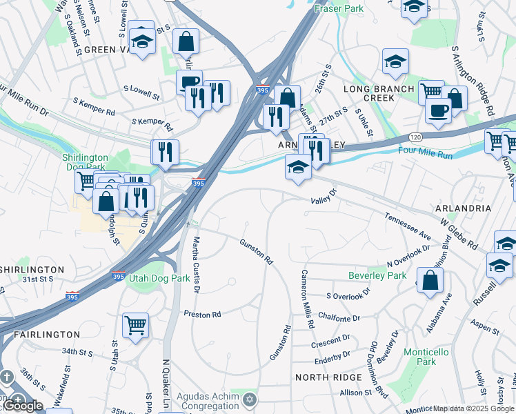 map of restaurants, bars, coffee shops, grocery stores, and more near 3708 Holmes Lane in Alexandria
