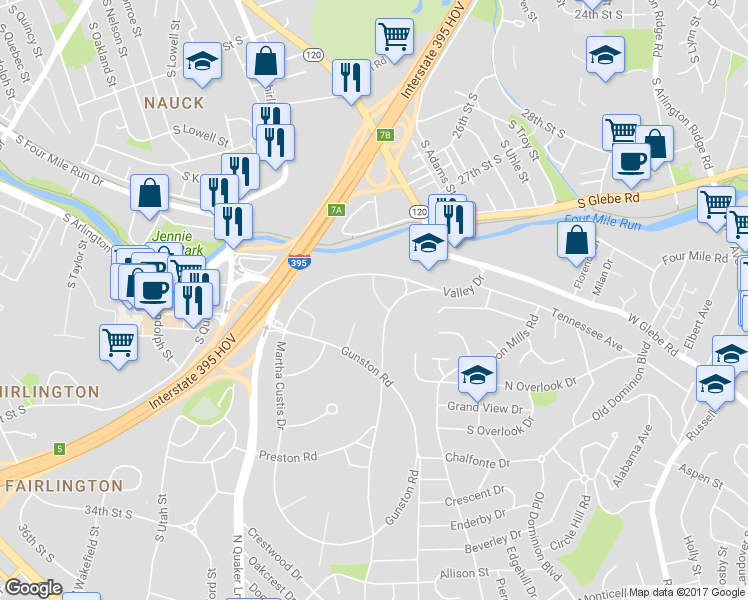 map of restaurants, bars, coffee shops, grocery stores, and more near 3742 Holmes Lane in Alexandria