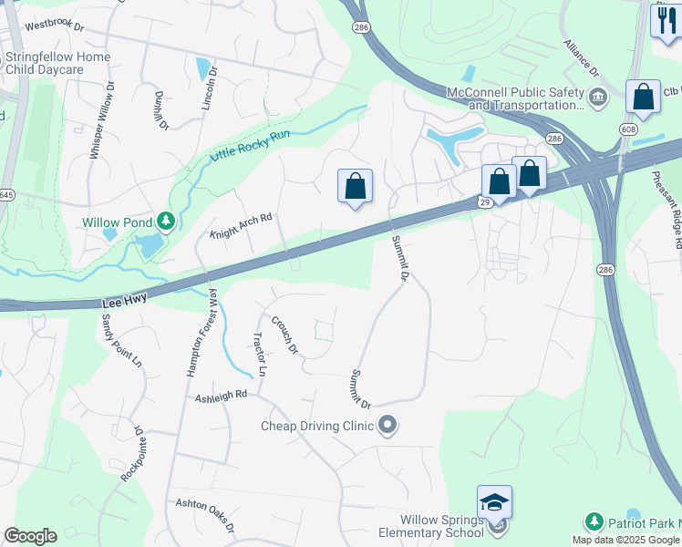 map of restaurants, bars, coffee shops, grocery stores, and more near 12725 Lee Highway in Fairfax
