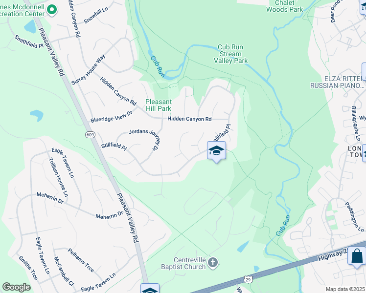 map of restaurants, bars, coffee shops, grocery stores, and more near 6263 Welton Drive in Centreville
