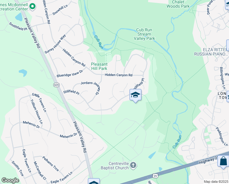 map of restaurants, bars, coffee shops, grocery stores, and more near 6263 Welton Drive in Centreville