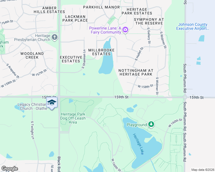 map of restaurants, bars, coffee shops, grocery stores, and more near 14500 159th Street in Olathe