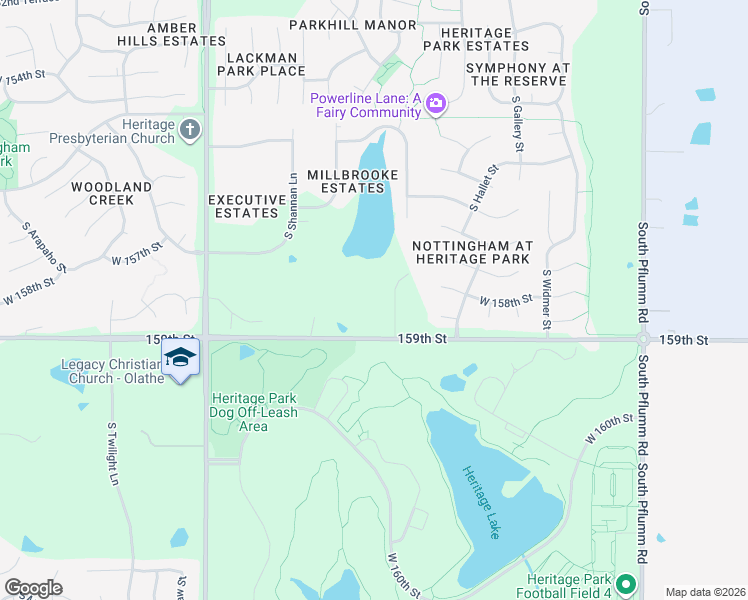 map of restaurants, bars, coffee shops, grocery stores, and more near 14500 159th Street in Olathe