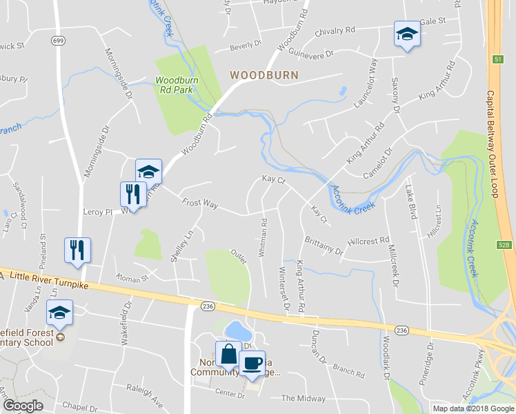 map of restaurants, bars, coffee shops, grocery stores, and more near 3812 Whitman Road in Annandale