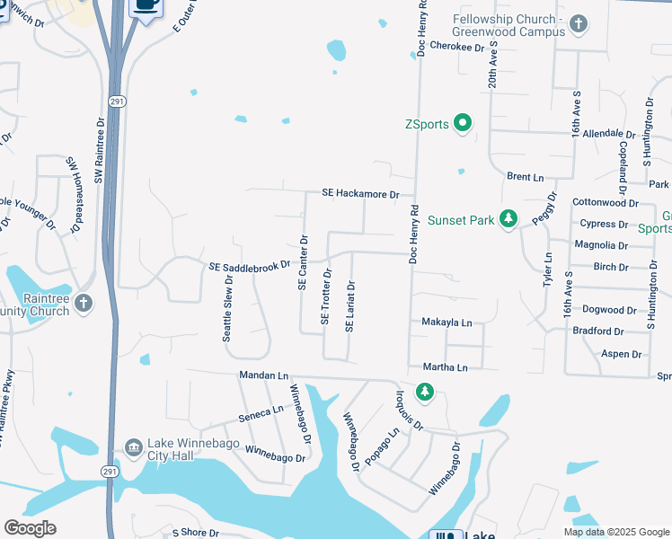 map of restaurants, bars, coffee shops, grocery stores, and more near 4316 Southeast Lariat Drive in Lee's Summit