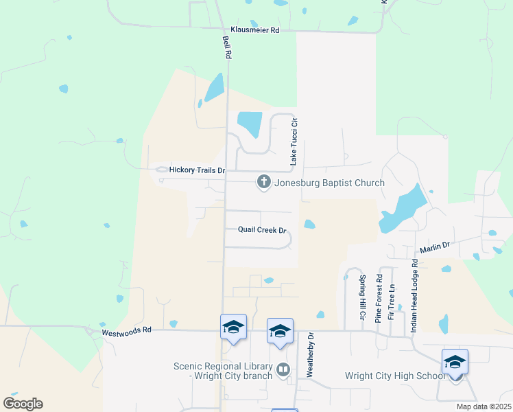 map of restaurants, bars, coffee shops, grocery stores, and more near 115 Quail Creek Drive in Wright City