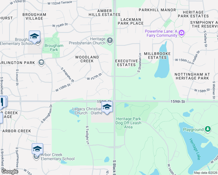map of restaurants, bars, coffee shops, grocery stores, and more near 15133 West 157th Terrace in Olathe