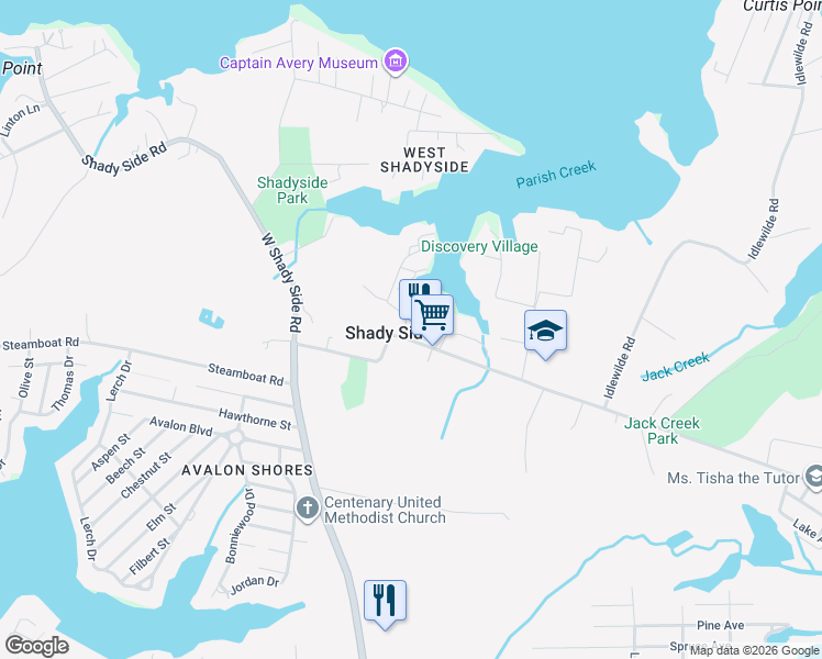 map of restaurants, bars, coffee shops, grocery stores, and more near 1462 Snug Harbor Road in Shady Side