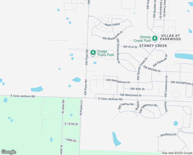map of restaurants, bars, coffee shops, grocery stores, and more near 4301 Southwest Pryor Road in Lee's Summit