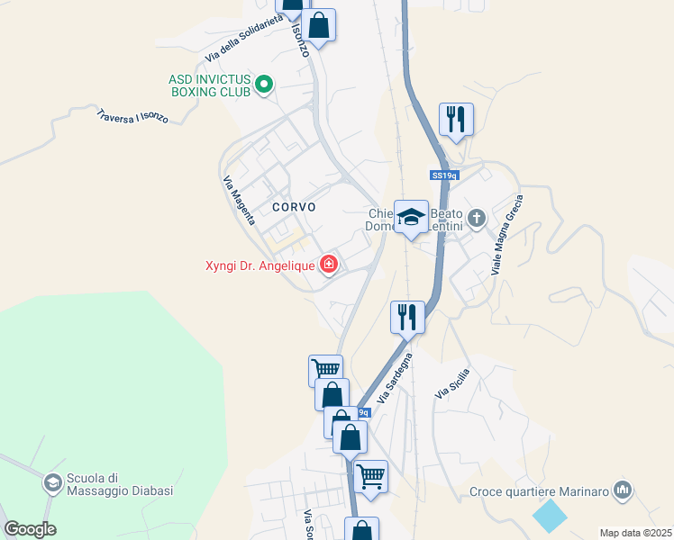 map of restaurants, bars, coffee shops, grocery stores, and more near 48 Via Brigata Catanzaro in Catanzaro