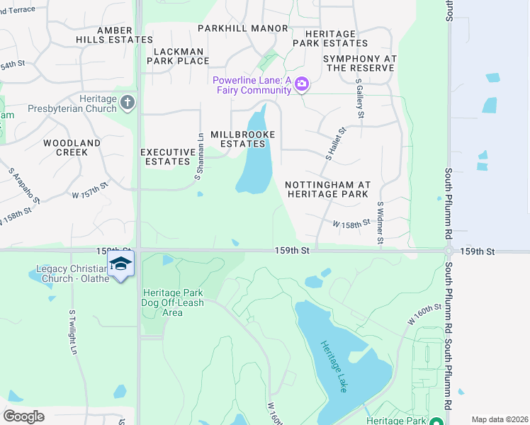 map of restaurants, bars, coffee shops, grocery stores, and more near 14500 159th Street in Olathe