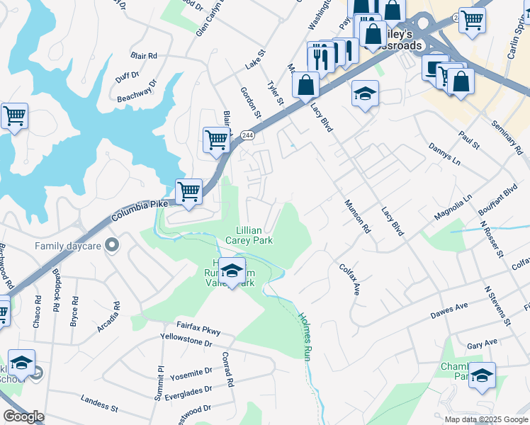 map of restaurants, bars, coffee shops, grocery stores, and more near 3812 Steppes Court in Bailey's Crossroads