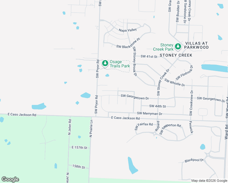 map of restaurants, bars, coffee shops, grocery stores, and more near 4301 Southwest Pryor Road in Lee's Summit