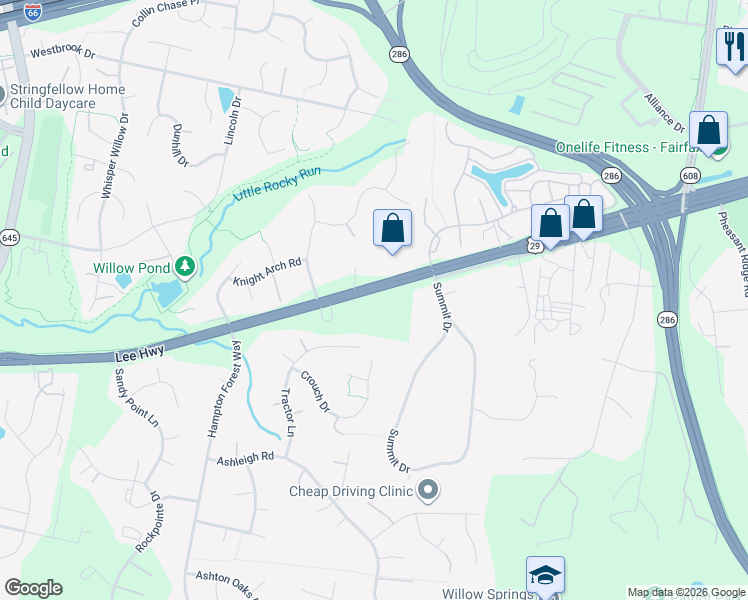 map of restaurants, bars, coffee shops, grocery stores, and more near 12723 Lee Highway in Fairfax