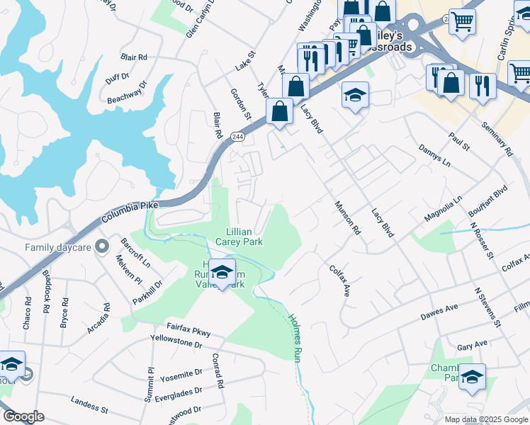 map of restaurants, bars, coffee shops, grocery stores, and more near 3895 Steppes Court in Falls Church