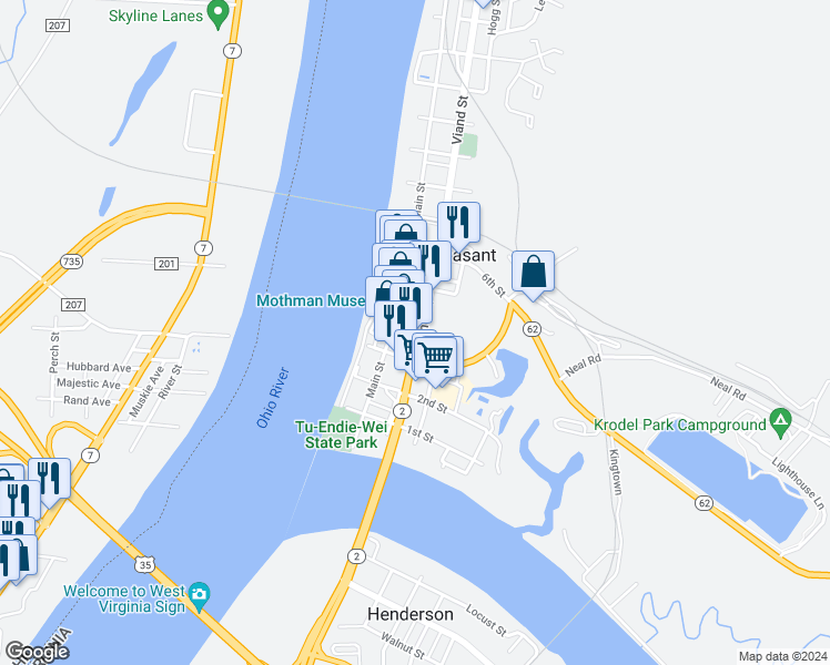 map of restaurants, bars, coffee shops, grocery stores, and more near 321 Viand Street in Point Pleasant