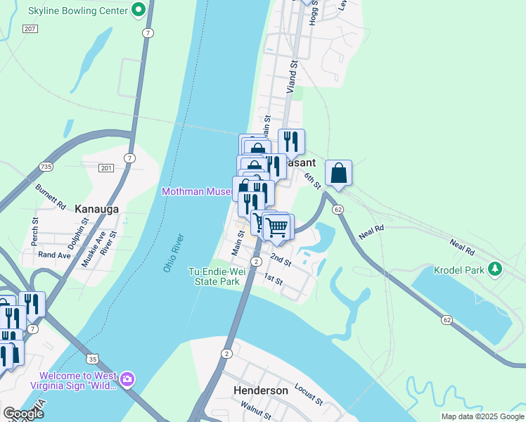 map of restaurants, bars, coffee shops, grocery stores, and more near 212 4th Street in Point Pleasant