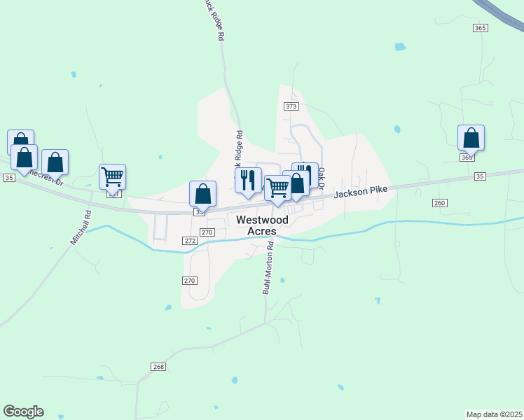 map of restaurants, bars, coffee shops, grocery stores, and more near 1192 Jackson Pike in Gallipolis