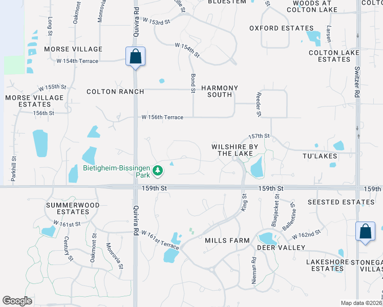 map of restaurants, bars, coffee shops, grocery stores, and more near 11604 West 158th Street in Overland Park