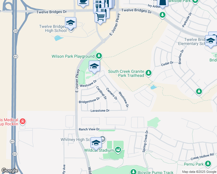 map of restaurants, bars, coffee shops, grocery stores, and more near 2739 Camero Drive in Lincoln