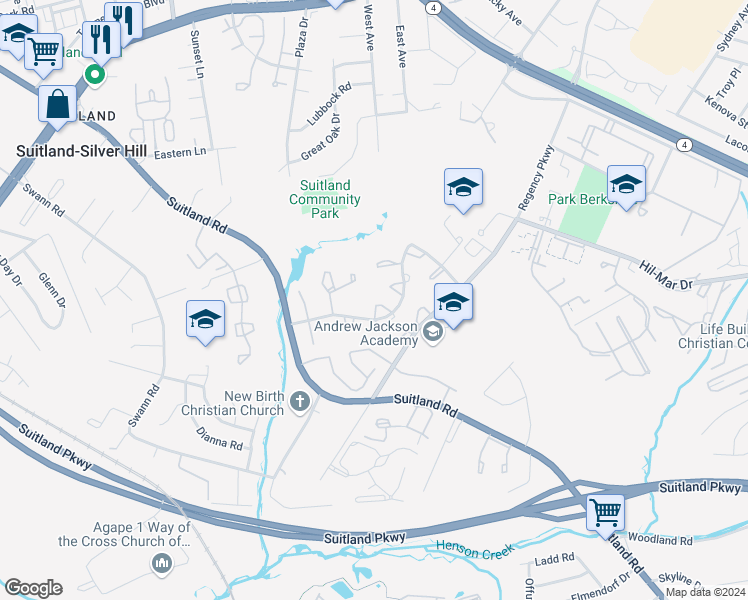 map of restaurants, bars, coffee shops, grocery stores, and more near 3518 Princess Caroline Court in District Heights