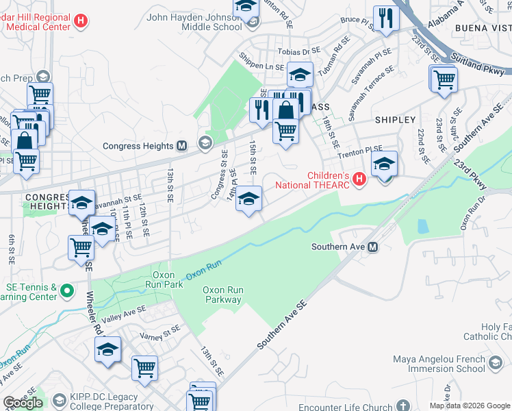 map of restaurants, bars, coffee shops, grocery stores, and more near 101 Independence Avenue Southeast in Washington