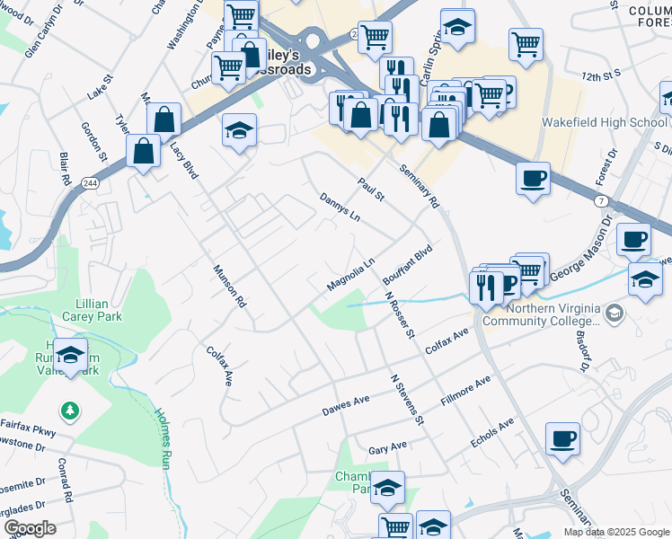 map of restaurants, bars, coffee shops, grocery stores, and more near 3710 North Rosser Street in Alexandria