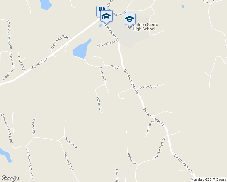 map of restaurants, bars, coffee shops, grocery stores, and more near 5261 Pasture Place in Garden Valley