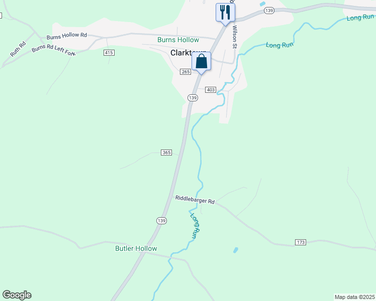 map of restaurants, bars, coffee shops, grocery stores, and more near 7156 Ohio 139 in Portsmouth