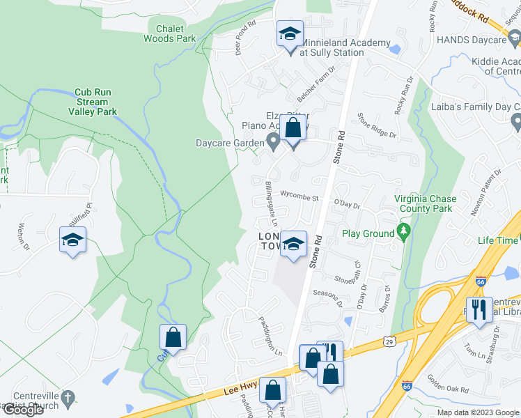 map of restaurants, bars, coffee shops, grocery stores, and more near 14811 Smethwick Place in Centreville