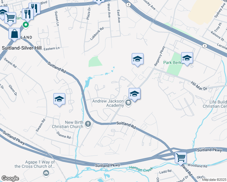 map of restaurants, bars, coffee shops, grocery stores, and more near 3614 Monte Carlo Place in District Heights