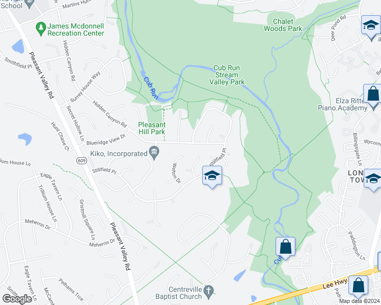map of restaurants, bars, coffee shops, grocery stores, and more near 6251 Welton Drive in Centreville