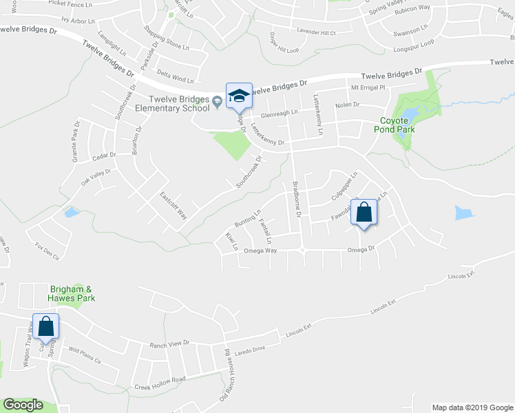 map of restaurants, bars, coffee shops, grocery stores, and more near 1918 Bunting Lane in Lincoln